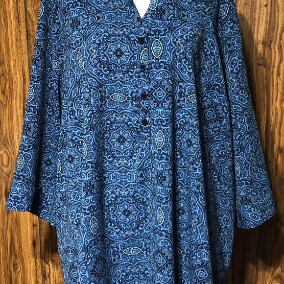 Catherine's Tops - Catherine's PETITE Blue Print blouse